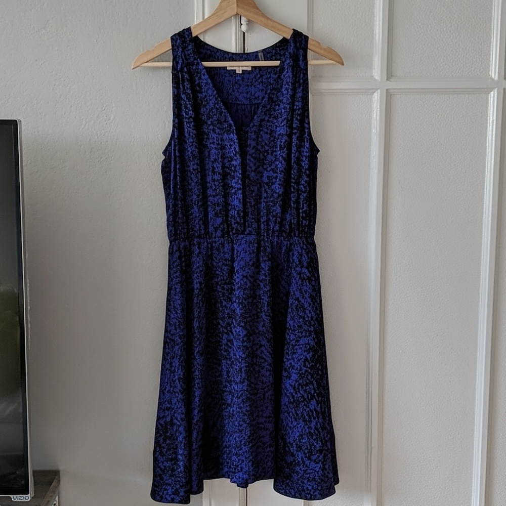 Rebecca Taylor blue & black silk dress